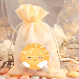 Pegatina Redonda Ducha de bebé con sol de Boho