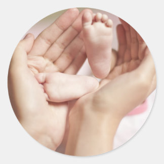 Pegatina Redonda Ducha de Bebe Cuna Guardería Futuro Padre Madre