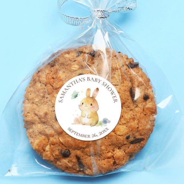 Pegatina Redonda Ducha de bebé de conejo lindo (Subido por el creador)