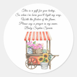 Pegatina Redonda Ducha de bebé de cosecha local - oración