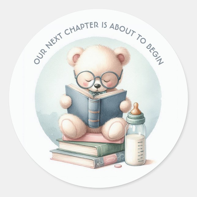 Pegatina Redonda Ducha de Bebé de Cuentacuentos (Anverso)