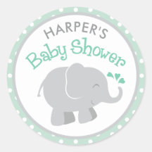 Ducha de Bebé de Elefante Gris y Menta