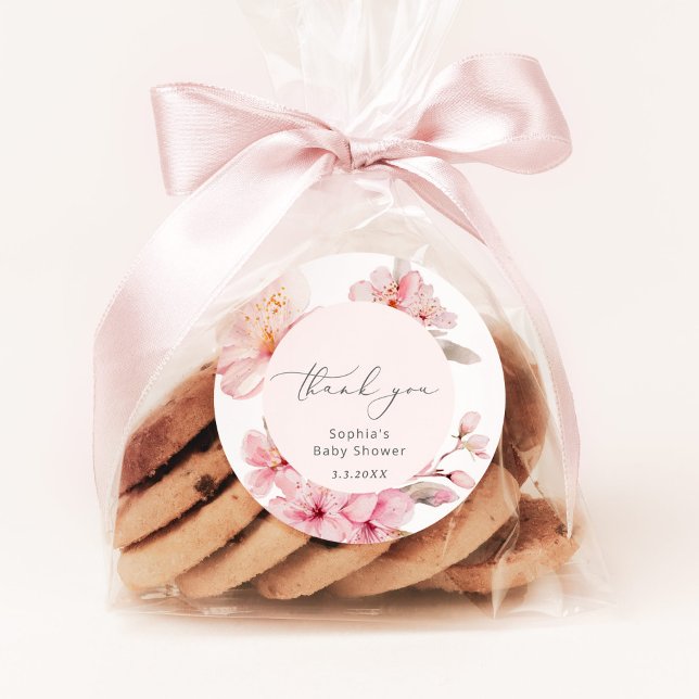 Pegatina Redonda Ducha de bebé de flor de cerezo Sakura (Subido por el creador)