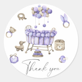Pegatina Redonda Ducha de bebé de guardería - Tarjeta de agradecimi