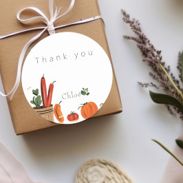 Pegatina Redonda Ducha de bebé en el mercado agrícola