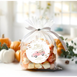 Pegatina Redonda Ducha de Bebé: Enamorándose de la Calabaza de Otoñ
