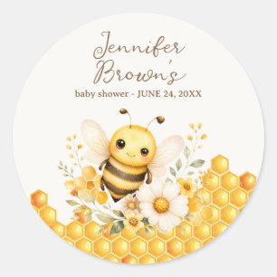 Pegatina Redonda Ducha de bebé Honey Bee linda