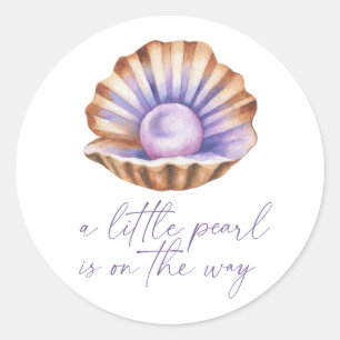 Pegatina Redonda Ducha de bebé Little Pearl Under The Sea 