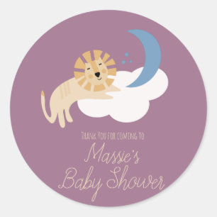 Pegatina Redonda Ducha de Bebé Luna Nube León Adorable