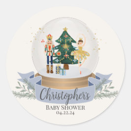 Pegatina Redonda ducha de bebé nutcracker winter wonderland
