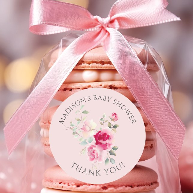 Pegatina Redonda Ducha de Bebé Pétalos Rosados (Subido por el creador)