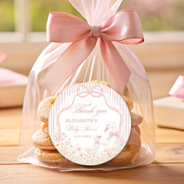 Pegatina Redonda Ducha de bebé Silly Goose Lace Wildflower Rosa