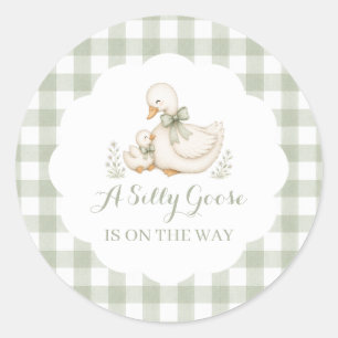 Pegatina Redonda Ducha de bebé Silly Goose Vintage Daisy