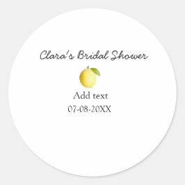 Pegatina Redonda Ducha de limón de novia moderna sencilla minimalis