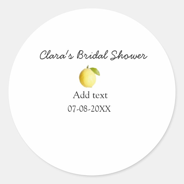 Pegatina Redonda Ducha de limón de novia moderna sencilla minimalis (Anverso)