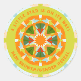 Pegatina Redonda Ducha de Naranja Brillante Verde Estrella Bebé Niñ