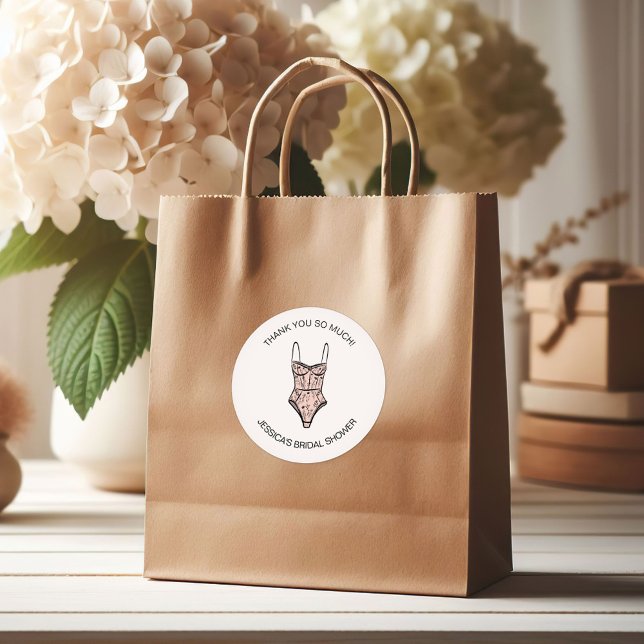 Pegatina Redonda Ducha de negligé de dibujo a mano neutral (Subido por el creador)