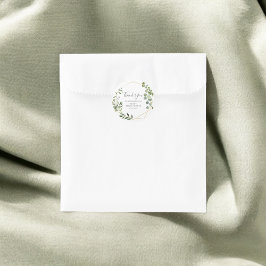 Pegatina Redonda Ducha de Novia Agradeciendo a Greenery Leaves