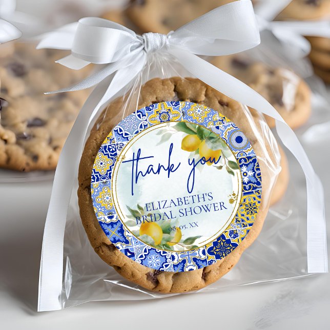 Pegatina Redonda Ducha de Novia Agradecimiento Escritura Limones Te (Subido por el creador)