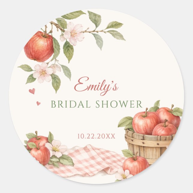 Pegatina Redonda Ducha de novia Appley EVER AFTER  (Anverso)