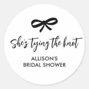 Pegatina Redonda Ducha de Novia Arco Negro Ella se Casa