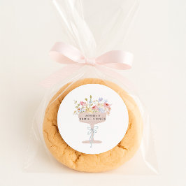 Pegatina Redonda Ducha de novia con flores silvestres de champán