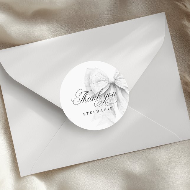 Pegatina Redonda Ducha de Novia con Perlas Blancas y Lazo (Subido por el creador)