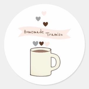 Pegatina Redonda Ducha de Novia de Café Tiramisu Casero