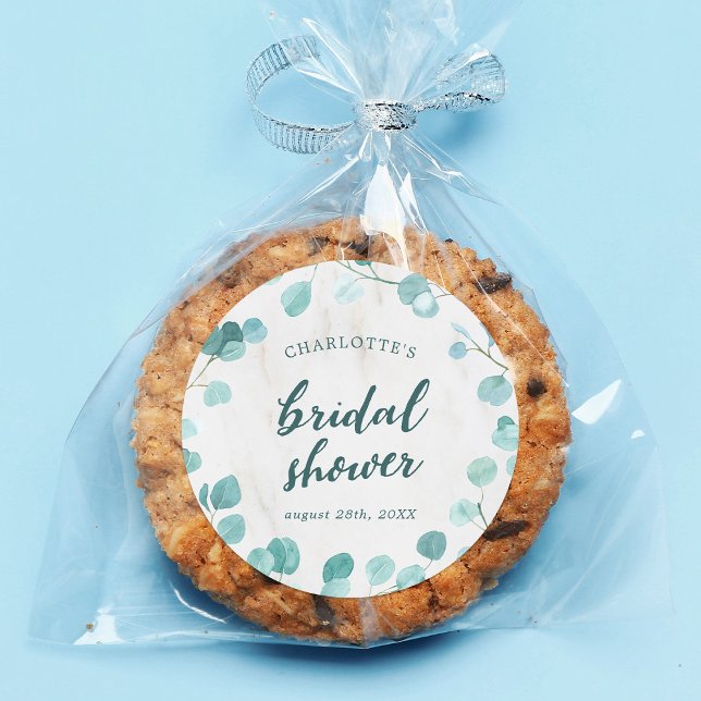 Pegatina Redonda Ducha de Novia de Eucalipto y Mármol (Subido por el creador)