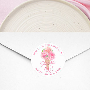 Pegatina Redonda Ducha de Novia de Helado Recogido