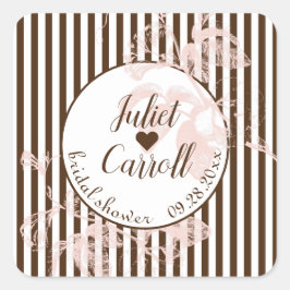 Pegatina Redonda Ducha de novia de vainilla blanca y chocolate