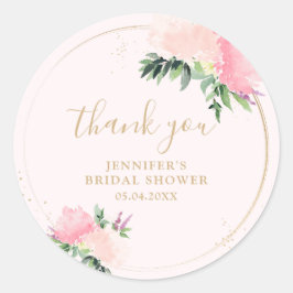 Pegatina Redonda Ducha de Novia Flor de Oro