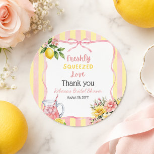 Pegatina Redonda Ducha de Novia Floral Pink Lemon Fresca