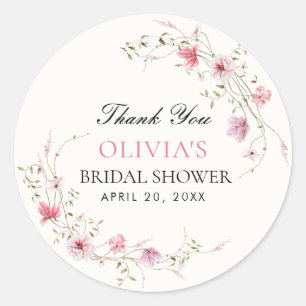 Pegatina Redonda Ducha de Novia Floral Vida de Mariposas