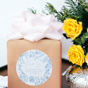 Pegatina Redonda ducha de novia floral vintage francesa de agradeci