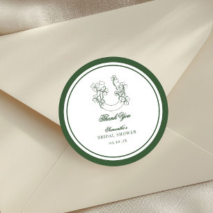 Pegatina Redonda Ducha de Novia Herradura Shamrock Agradecimiento