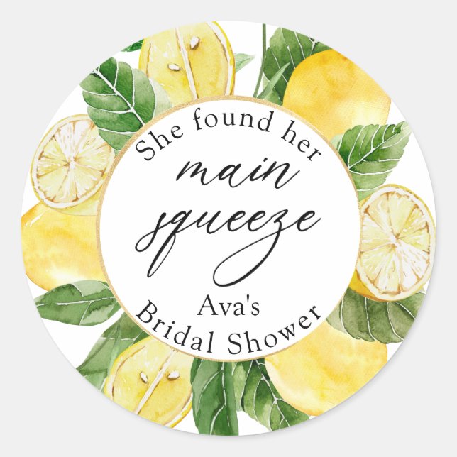 Pegatina Redonda Ducha de Novia Lemon Main Squeeze (Anverso)