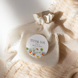 Pegatina Redonda Ducha de Novia Minimalista Moderna de Acuarela de 