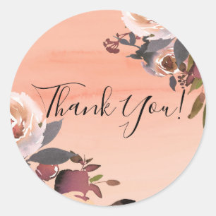 Pegatina Redonda Ducha de Novia Moderna Floral con Brillo de Meloco