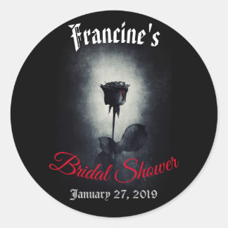 Pegatina Redonda Ducha de novia oscura Rosa Negra