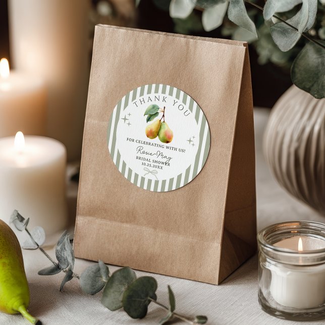 Pegatina Redonda Ducha de Novia Par de Dinero Antiguo Retro Perfect (Perfect Pear Retro Old Money Pair Bridal Shower Classic Round Sticker)