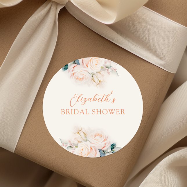 Pegatina Redonda Ducha de Novia Pastel Blooms (Subido por el creador)