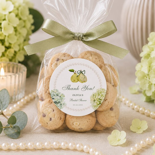 Pegatina Redonda Ducha de Novia Perfecta Pareja de Peras Hydrangea  (Subido por el creador)