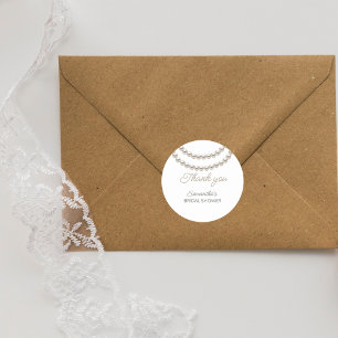 Pegatina Redonda Ducha de Novia Perla Elegante