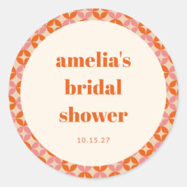 Pegatina Redonda Ducha de Novia Personalizada Moderno de Medianos d