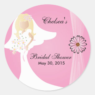 Pegatina Redonda Ducha de novia rosa