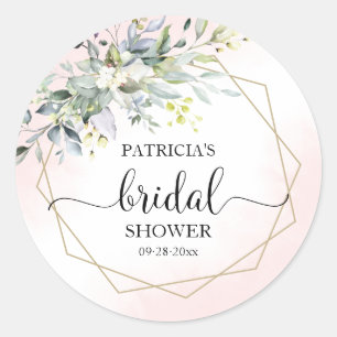 Pegatina Redonda Ducha de Novia Verde Blush