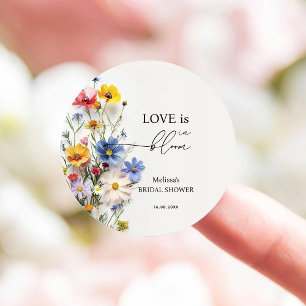 Pegatina Redonda Ducha de Novia Wildflowers Love is in Bloom