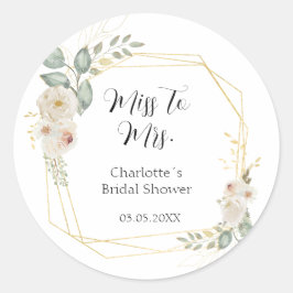 Pegatina Redonda Ducha de novias Boho Flower