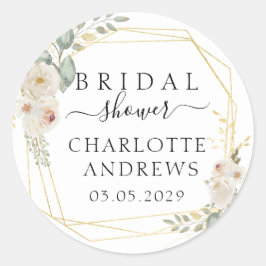 Pegatina Redonda Ducha de novias Boho Flower